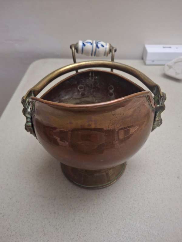 Small copper coal display bucket