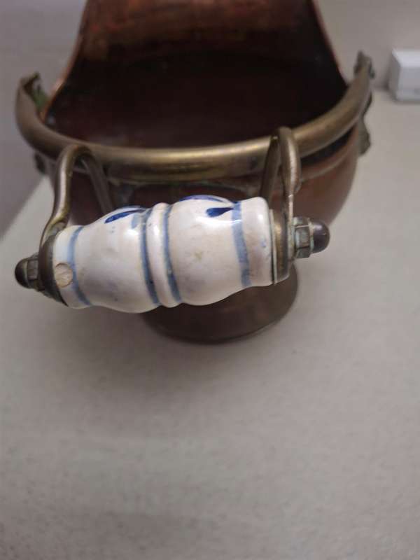 Small copper coal display bucket