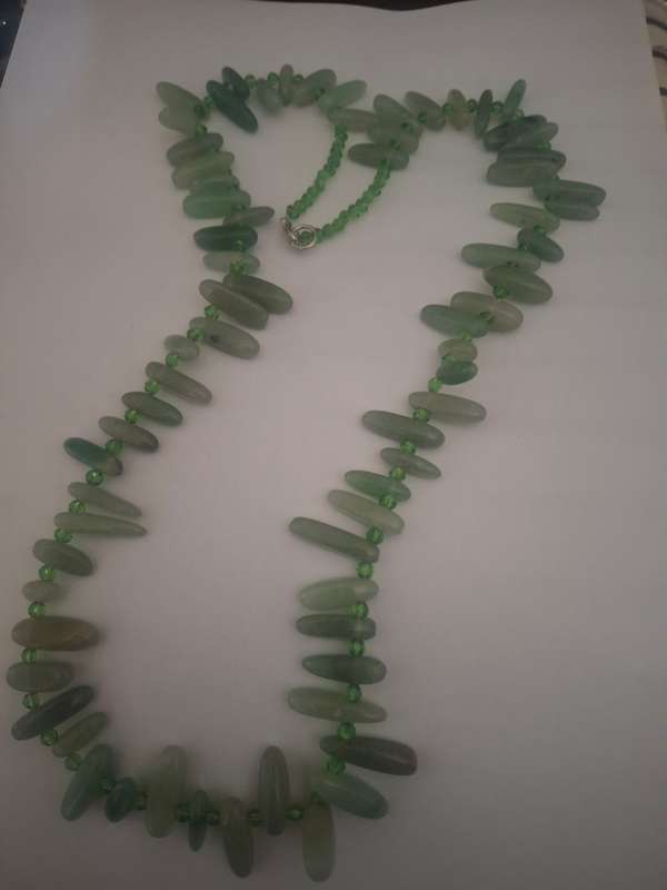 Green gem semi precious necklace