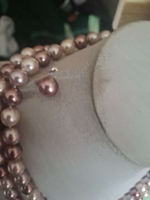 Long flaux necklace with earrings