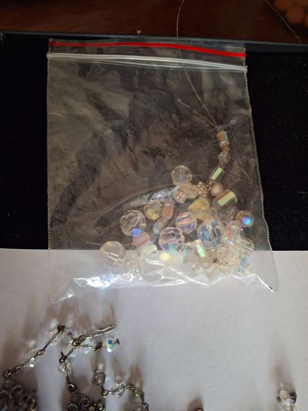Assorted vintage crystal necklaces and beads