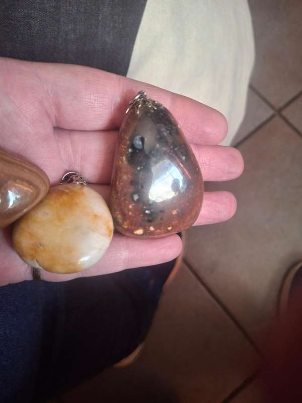 Three assorted semi preciuos stone pendants