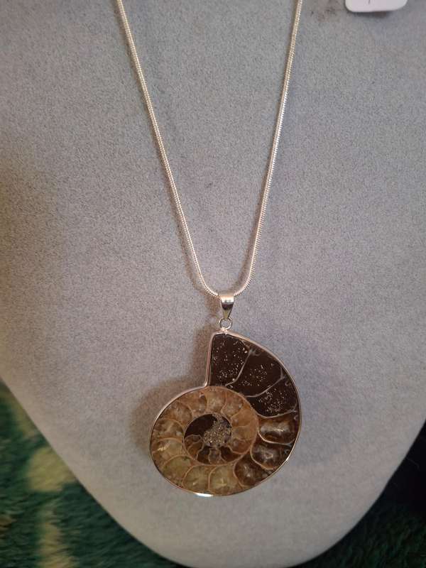 Fosil pendant on costume chain