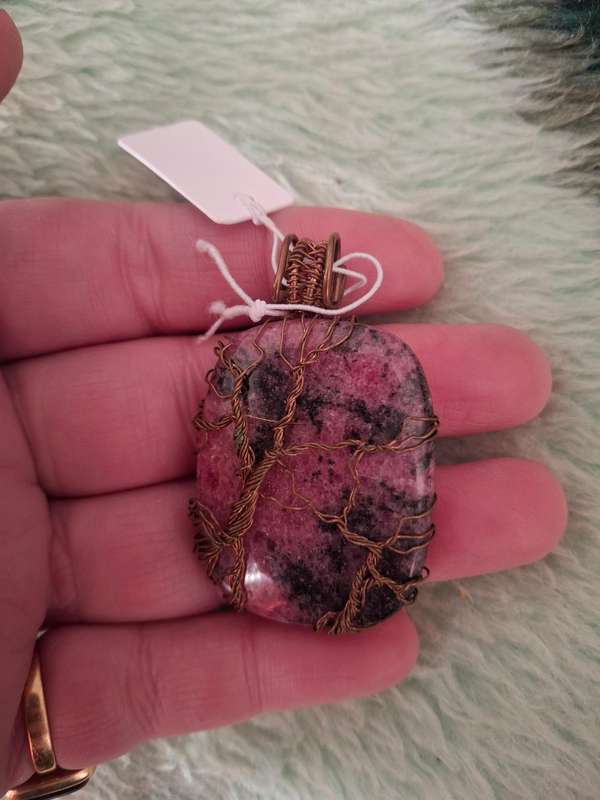 Rhodernighte wire wrap pendant