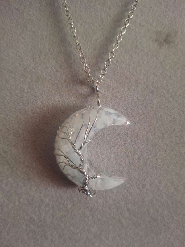 Wire wrap half moon  pendant