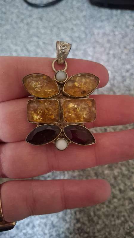 Stunning butterfly gem stone pendant