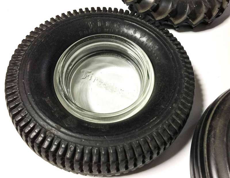 Goodyear, Dunlop, Firestone and India Tyre Ashtrays (4x)