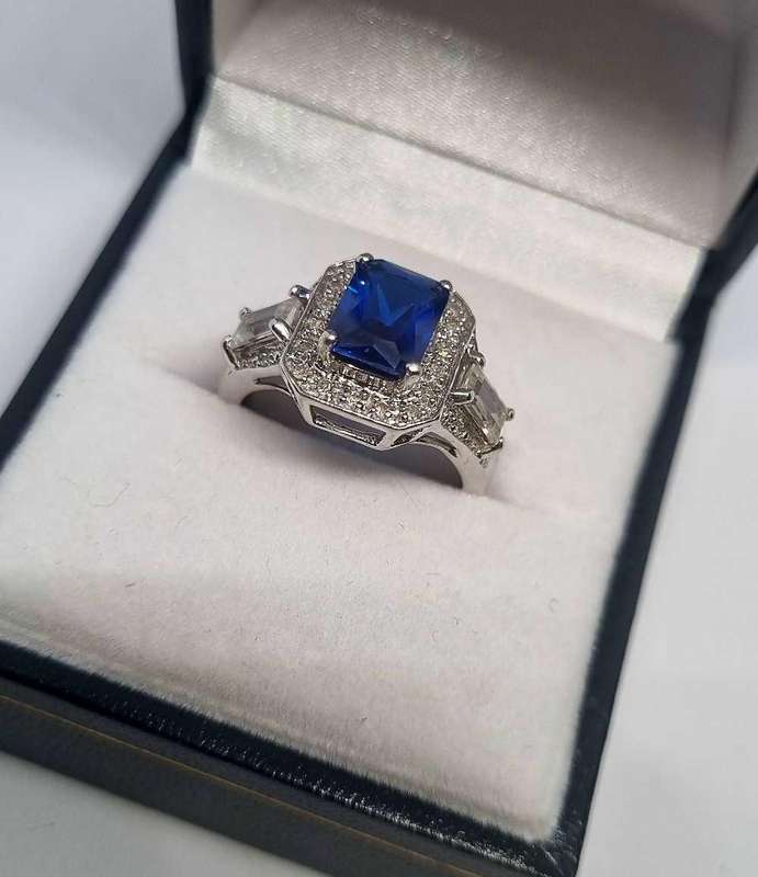 9ct White Gold Diamond and Cubic Zirconia Ring