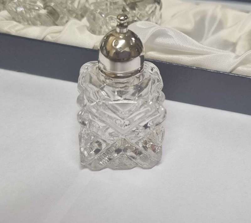 Set of Six Vintage F.B. Rogers glass Salt and Pepper Shakers