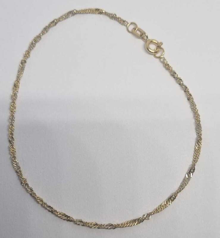 9ct Yellow and White Gold Singapore Twist Bracelet