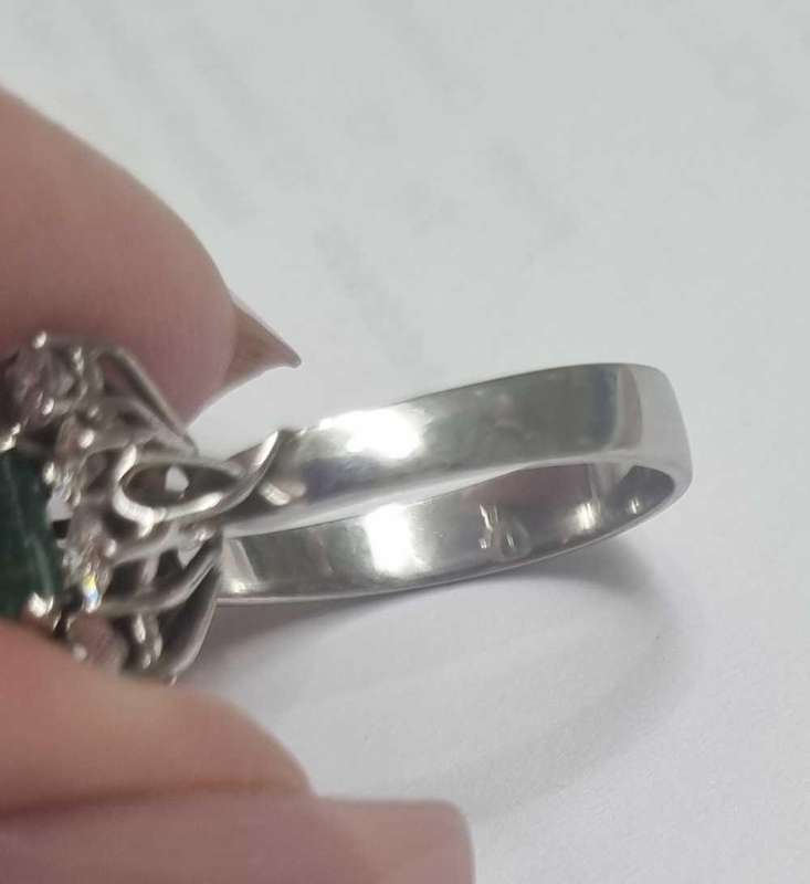 White Gold Emerald and Diamond Ring