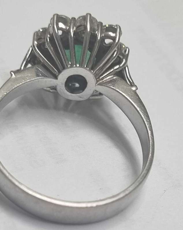 9ct White Gold Emerald and Diamond Ring