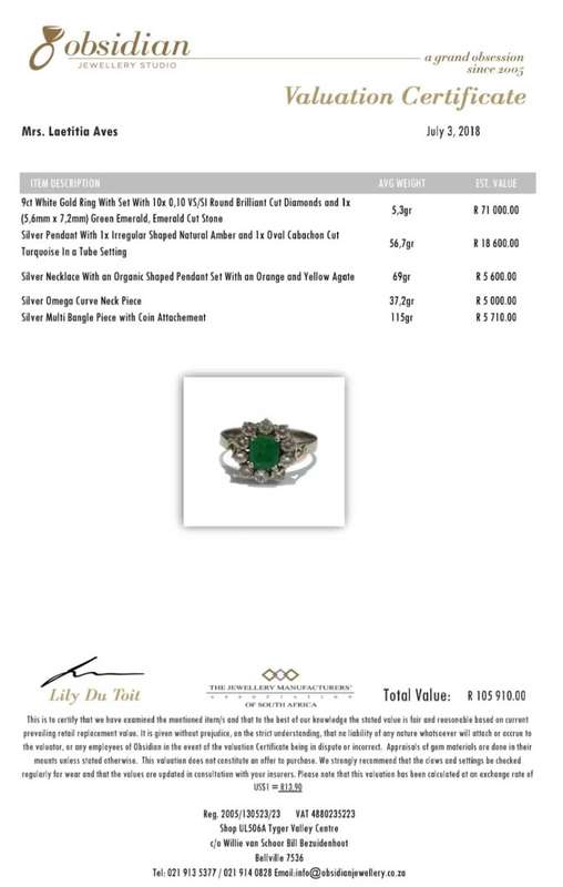 9ct White Gold Emerald and Diamond Ring