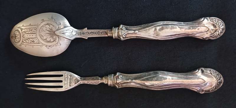 Sterling Silver Christening Fork And Spoon 1871  ( With Hallmarks )