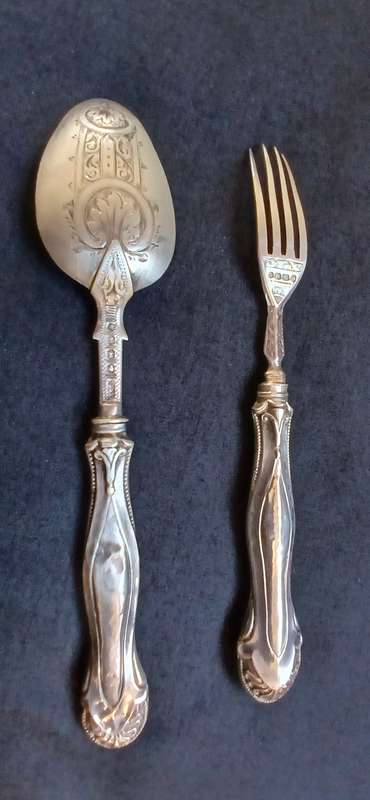 Sterling Silver Christening Fork And Spoon 1871  ( With Hallmarks )