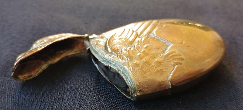 VINTAGE BRASS VESTA CASE WITH A FACE OF A DUCK                   " STUNNING "