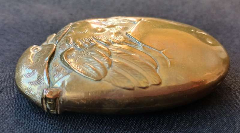 VINTAGE BRASS VESTA CASE WITH A FACE OF A DUCK                   " STUNNING "