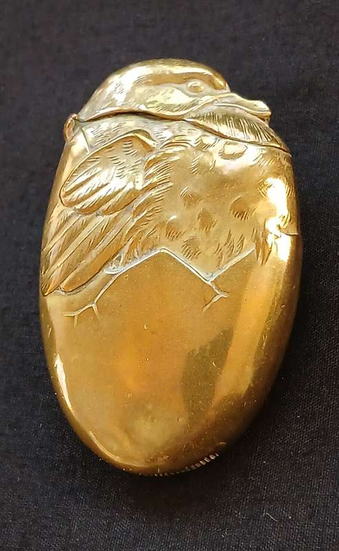 VINTAGE BRASS VESTA CASE WITH A FACE OF A DUCK                   " STUNNING "