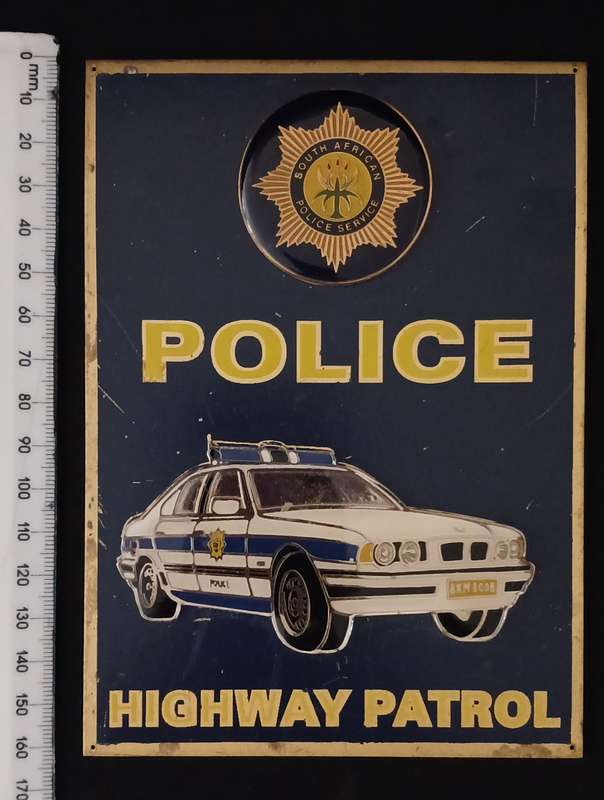 South African Police Highway Patrol Brass and Enamel Plaque