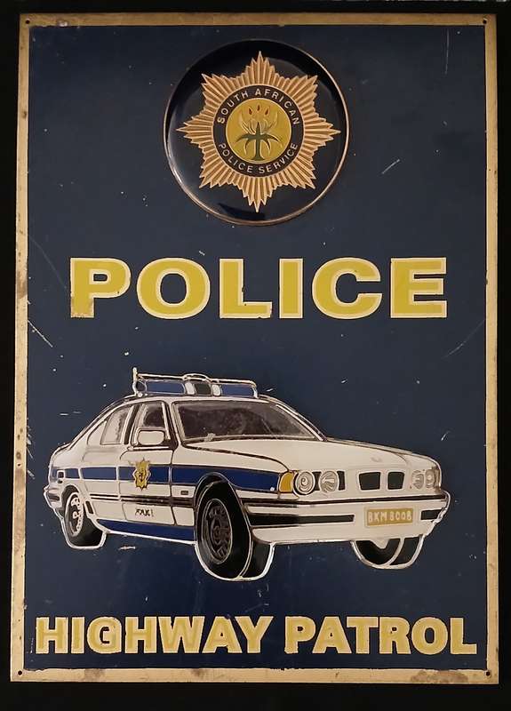 South African Police Highway Patrol Brass and Enamel Plaque