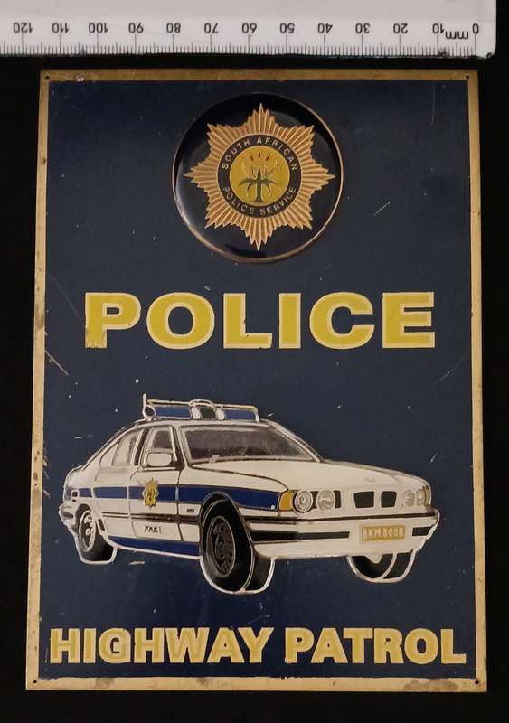 South African Police Highway Patrol Brass and Enamel Plaque