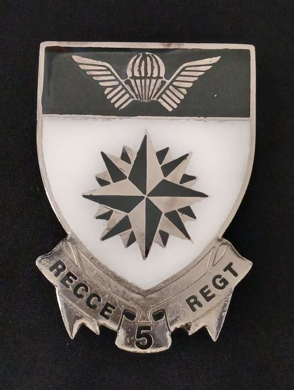 SADF 5 SPECIAL FORCES " RECCE "  COMMANDO METAL BADGE      WEIGHT: 105 grams              L132