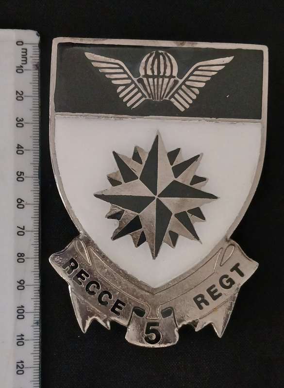 SADF 5 SPECIAL FORCES " RECCE "  COMMANDO METAL BADGE      WEIGHT: 105 grams              L132