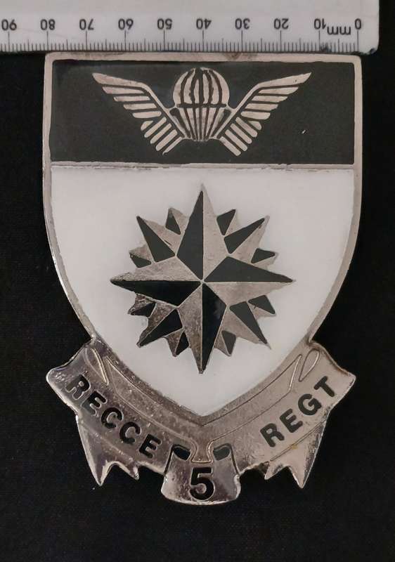 SADF 5 SPECIAL FORCES " RECCE "  COMMANDO METAL BADGE      WEIGHT: 105 grams              L132