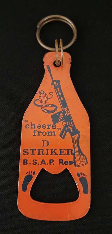 RHODESIAN BSAP RESERVE STRIKER FORCE BOTTLE OPENER -- METAL AND ENAMEL  " RARE "   L133
