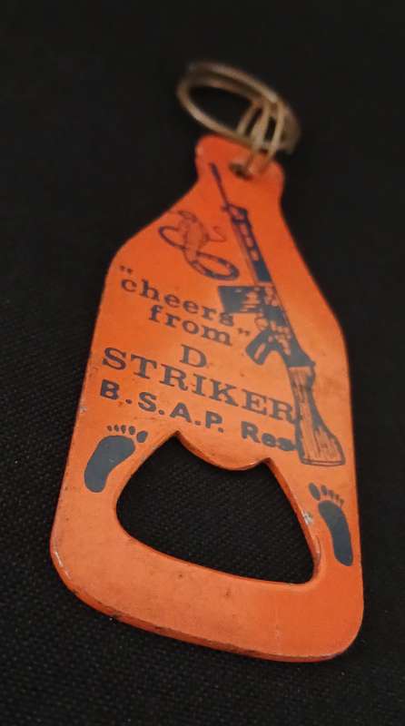 RHODESIAN BSAP RESERVE STRIKER FORCE BOTTLE OPENER -- METAL AND ENAMEL  " RARE "   L133