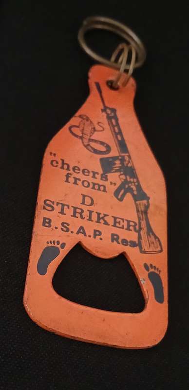 RHODESIAN BSAP RESERVE STRIKER FORCE BOTTLE OPENER -- METAL AND ENAMEL  " RARE "   L133