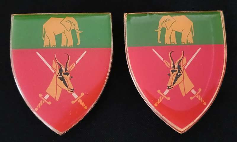 SADF EASTERN PROVICE COMMAND ( YELLOW TYPE ) SHOULDER FLASH PAIR  ( 3 PINS REPAIRED )    L169
