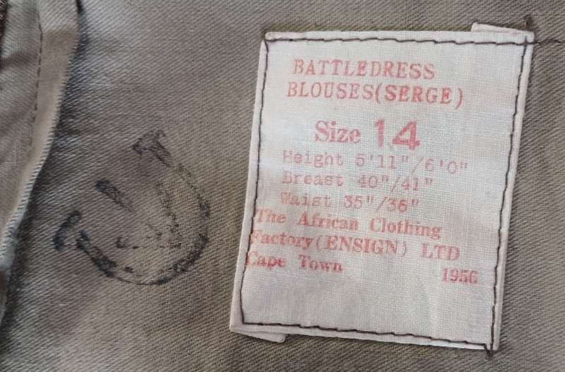 SADF BUNNY JACKET ( BLOUSES 1956 ) AND TROUSERS  K / SERGE 1961 ( BATTLE DRESS )