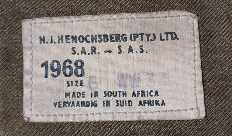 1968 H.J. HENOCHSBERG (PTY) LTD S.A.R - S.A.S  JACKET    SIZE: 6