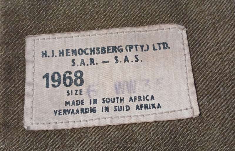 1968 H.J. HENOCHSBERG (PTY) LTD S.A.R - S.A.S  JACKET    SIZE: 6