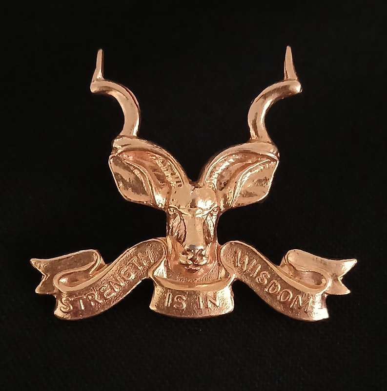 HOMELANDS  ----   BOPHUTHATSWANA MILITARY BASE THABANCHU CAP BADGE   " SCARCE "         P2