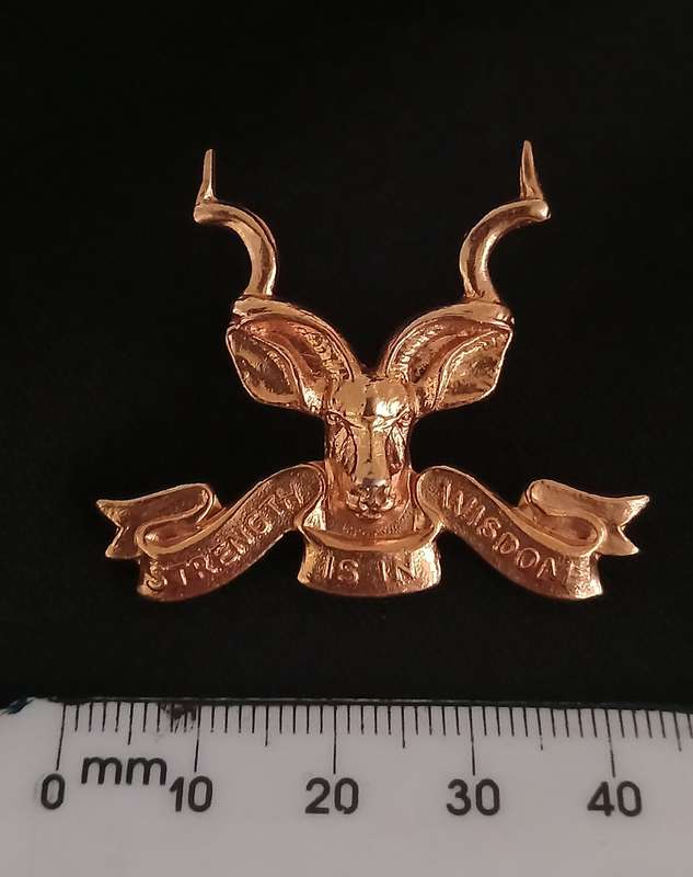 HOMELANDS  ----   BOPHUTHATSWANA MILITARY BASE THABANCHU CAP BADGE   " SCARCE "         P2