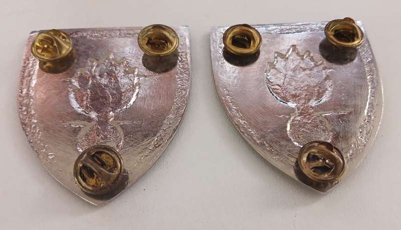 SADF  --- SCHOOL OF ENGINEERS SHOULDER FLASH PAIR  ( COLOUR ERROR SILVER )              E7