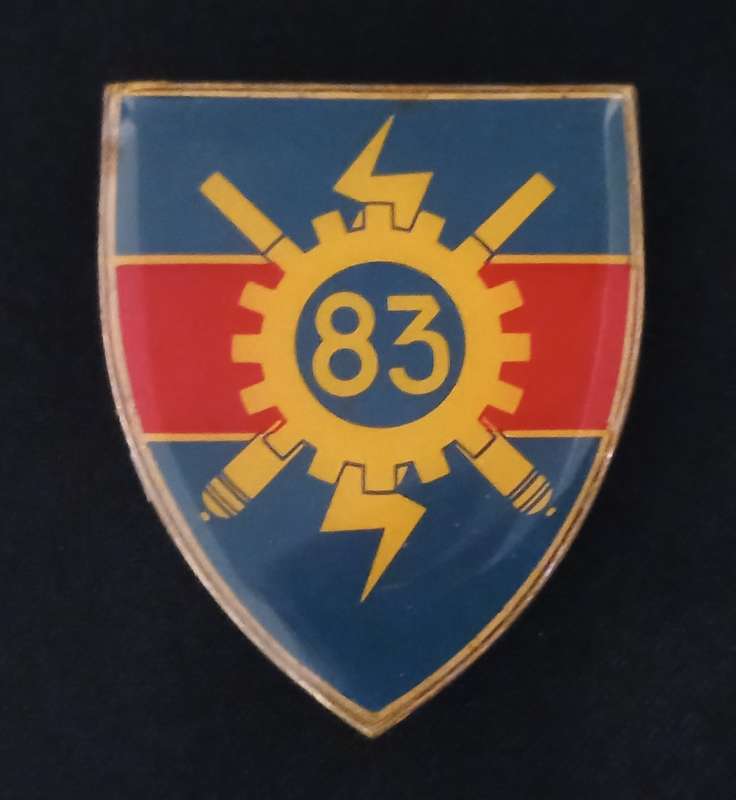 SADF ---  83 Technical Stores Depot Shoulder Flash ( YELLOW )     TWO PINS REPAIRED        P26