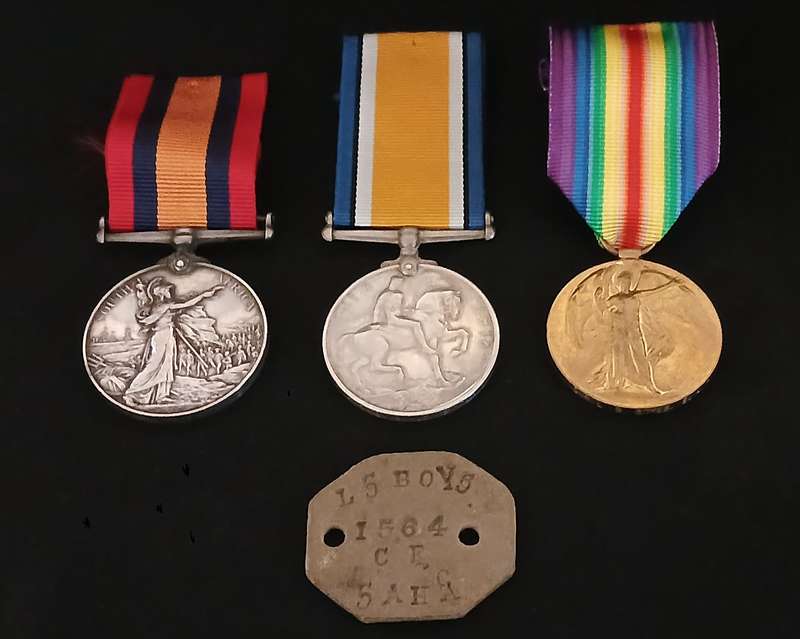 Father And Son Medal Group To: Boyes      ( QSA Father, WW1 Medals Son Killed In Action + Dog Tag  )