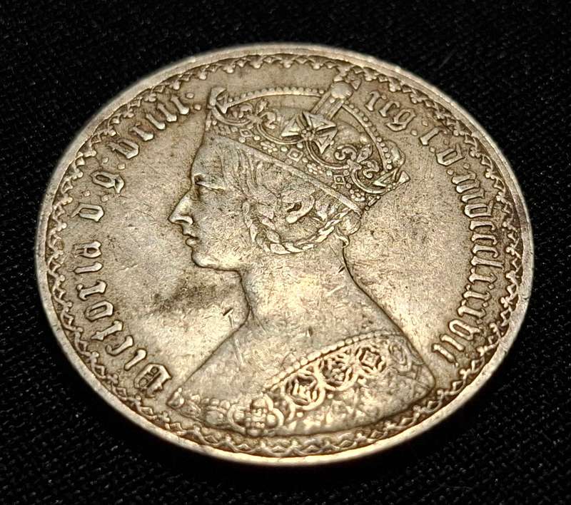 1887 Queen Victoria Silver Gothic Florin    ------    Rare                JJ1