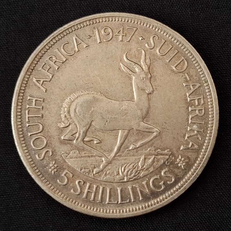 1947 Union Of SA Crown / 5 Shillings                   JJ25