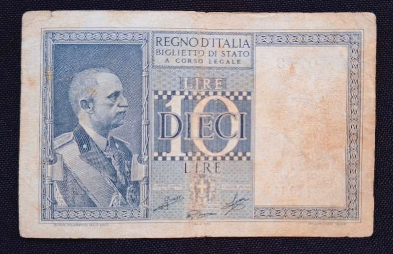 ITALY 10 LIRA NOTE - 1944               N4