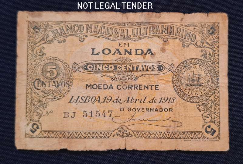 Angola Banco Nacional Ultramarino 5 Centavos 1918                 N11