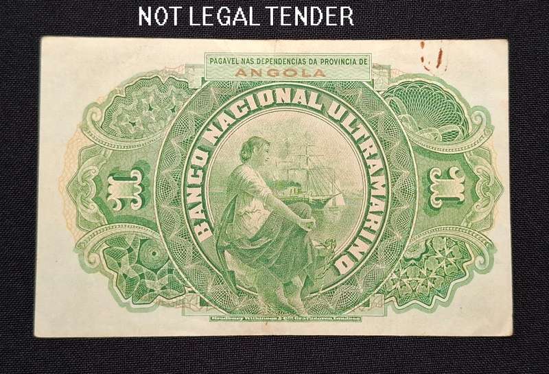 Angola 1 Escudo 1921 Banknote          " RARE "           N16