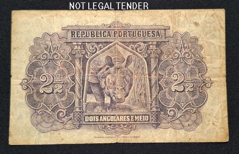 Angola 2 1/2 Angolares banknote of 1926 Republica Portuguesa    "" RARE ""              N17