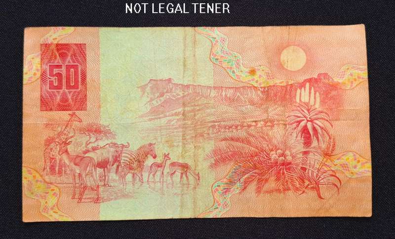 South Africa de Kock R50 Note    AB6398987 E          No.15        ** ONE RAND START **
