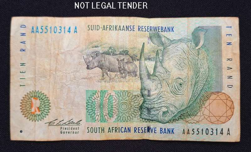 South African CL STALS R10 Note   AA 5510314 A            No.19       *** STARTING @ R1 ***