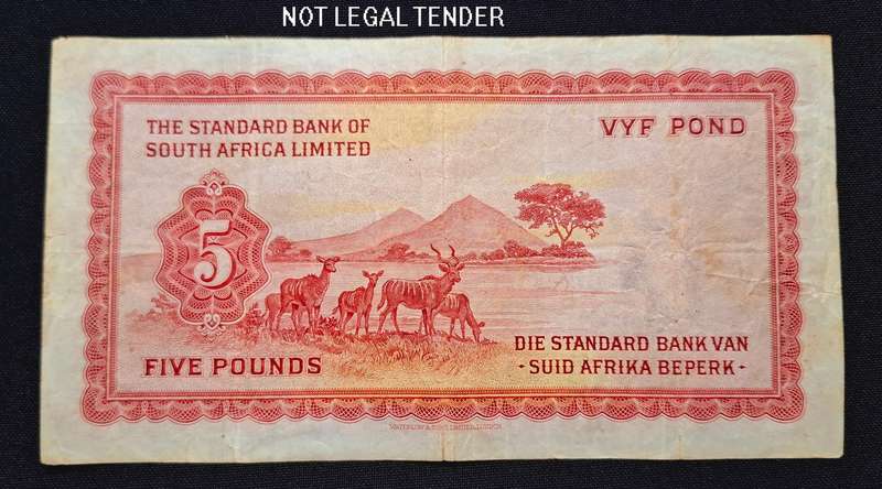 The Standard Bank Of South Africa Limited WINDHOEK Five Pounds 20TH NOV 1958         NN3