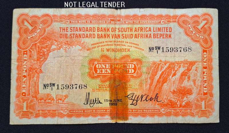 One Pound - The Standard Bank of South Africa Limited 1959  WINDHOEK    **** Rare ****          NN2